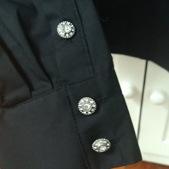 NWT NY&C Black Jewel Button-Up Blouse XS - Picture 2 of 5